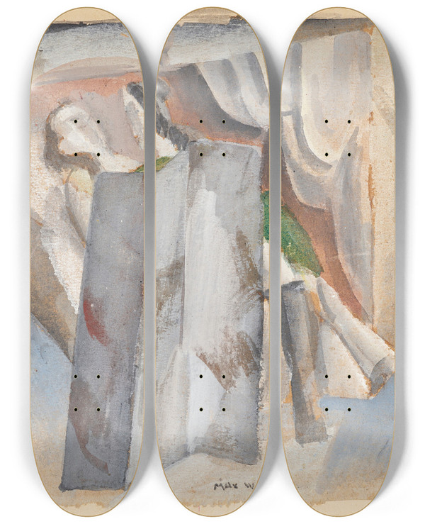 Triptych art skateboard deck of Max Weber Interior by Max Weber (1881-1961)
