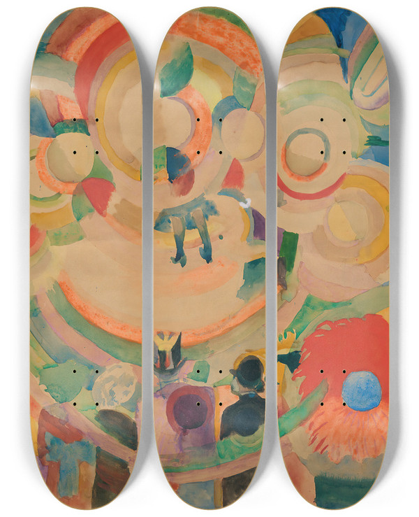 Triptych art skateboard deck of Robert Delaunay Mange De Cochons_2 by Robert Delaunay (1885-1941)