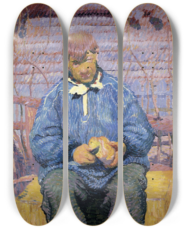 Triptych art skateboard deck of Giovanni Giacometti The Bread by Giovanni Giacometti (1868-1933)