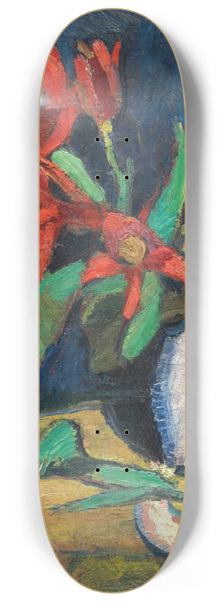 Hermann Stenner - Rote Blumen in weiem Krug 8.25 inch art skate deck