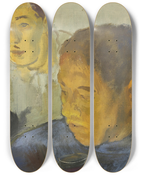 Triptych art skateboard deck of Alexander Evgenievich Yakovlev Double Portrait by Alexander Evgenievich Yakovlev