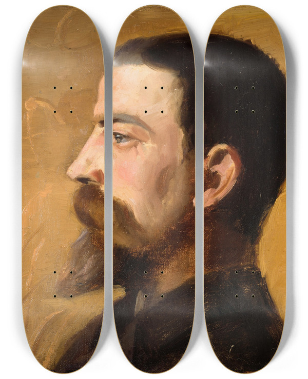 Triptych art skateboard deck of Anna Ancher Valdemar Schnheyder Mller by Anna Ancher (1859-1935)