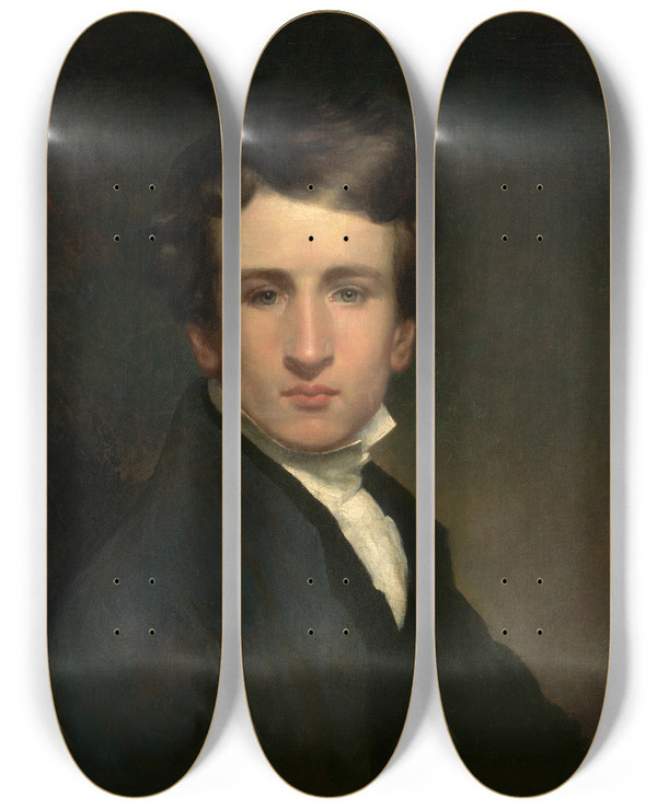 Triptych art skateboard deck of William Page Selfportrait by William Page (1811-1885)