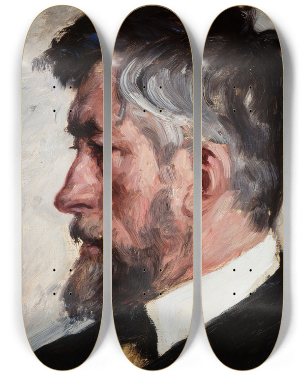 Triptych art skateboard deck of Peder Severin Kryer Jf Willumsen by Peder Severin Kroyer (1851-1909)