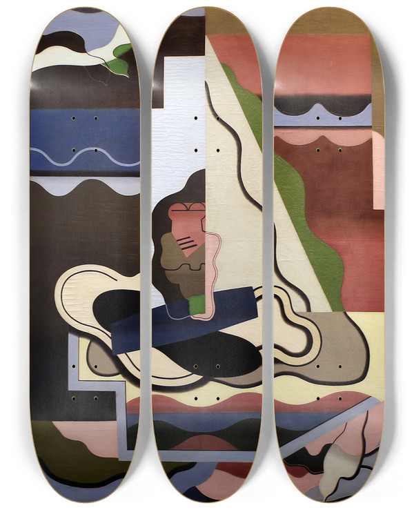 Triptych art skateboard deck of Georges Valmier La Marina by Georges Valmier (1885-1937)