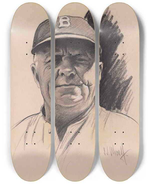 Triptych art skateboard deck of Samuel Johnson Woolf Wilbert Robinson by Samuel Johnson Woolf (1880-1948)