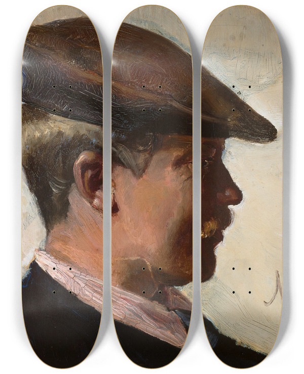 Triptych art skateboard deck of Michael Ancher Jacob Smme by Michael Ancher (1849-1927)