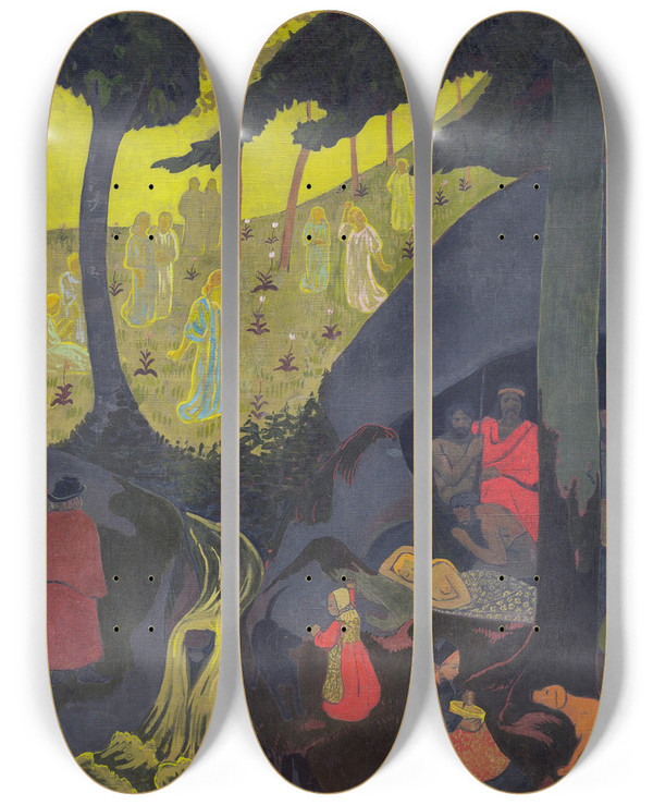 Triptych art skateboard deck of Paul Srusier Celtic Tale by Paul Serusier (1864-1927)