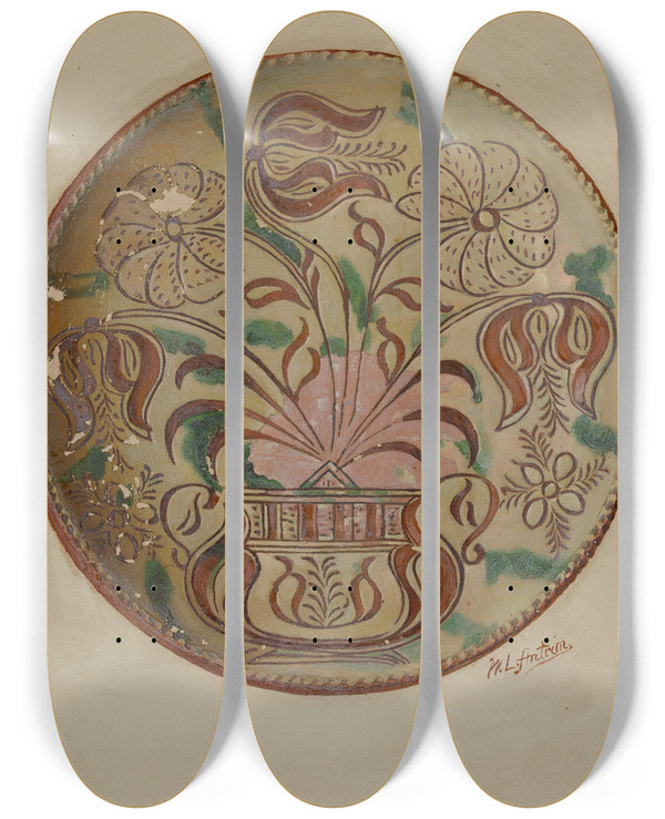 Triptych art skateboard deck of William L Antrim Pa German Plate_2 by William L Antrim