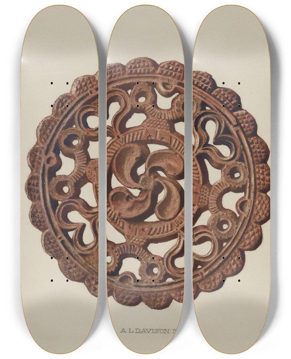 Triptych art skateboard deck of Austin L Davison Trivet by Austin L Davison