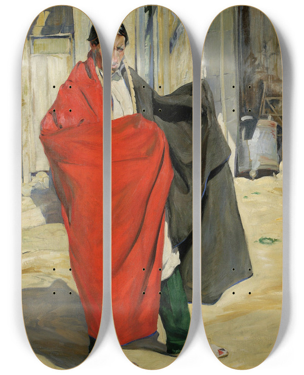 Triptych art skateboard deck of Walter Ufer Jim by Walter Ufer (1876-1936)