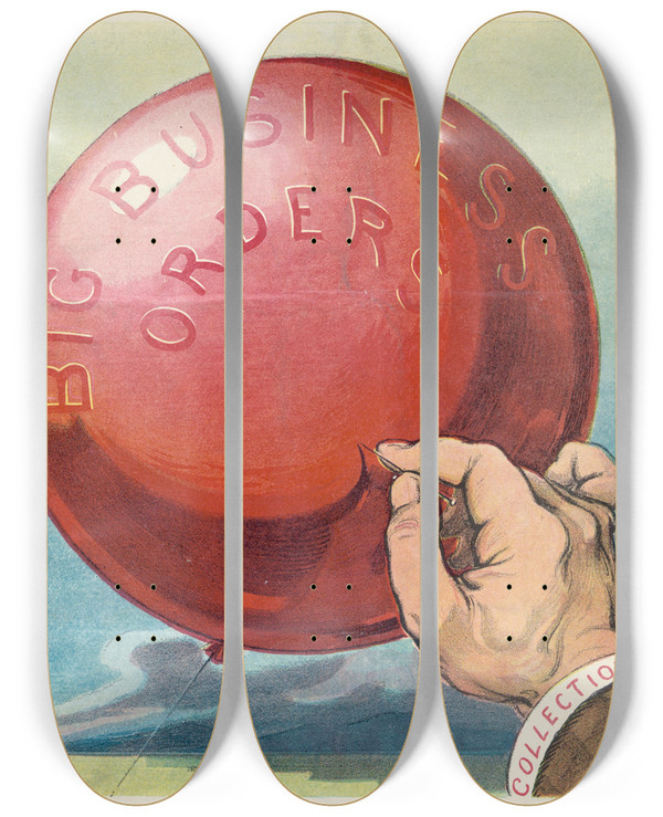 Triptych art skateboard deck of Udo Keppler Prosperity by Udo Keppler (1872-1956)