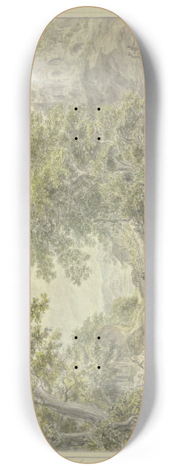 Hermanus van Brussel - Waldige Landschaft, links ein Leiterwagen mit zwei Pferden 8.25 inch art skate deck