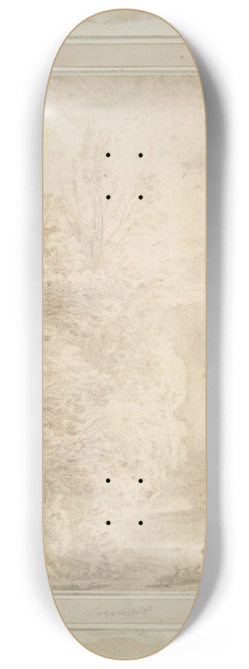 Herman van Swanevelt - Landscape with traveler ondonkey 8.25 inch art skate deck