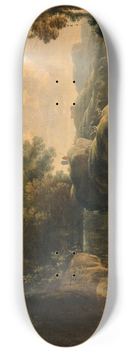 Herman van Swanevelt - Waterfall with Fishermen 8.25 inch art skate deck
