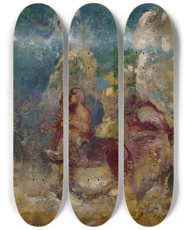 Triptych art skateboard deck of Odilon Redon Centaures by Odilon Redon (1840-1916)