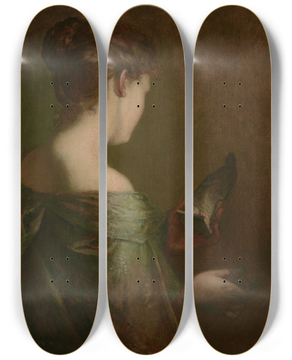 Triptych art skateboard deck of Elliott Daingerfield Tanagra by Elliott Daingerfield (1859-1932)