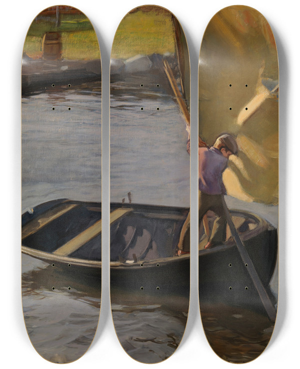 Triptych art skateboard deck of Magnus Enckell Boy And Sail_1 by Magnus Enckell (1870-1925)