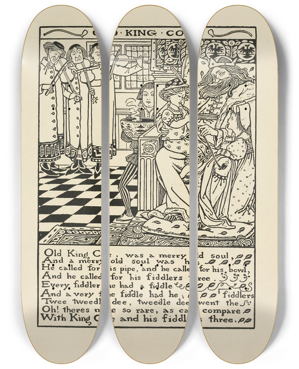 Triptych art skateboard deck of Winifred Smith Old King Cole by Winifred Smith (19-)