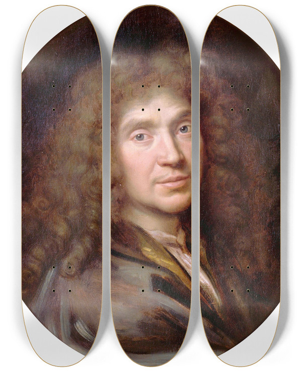 Triptych art skateboard deck of Pierre Mignard Molire by Pierre Mignard (1612-1695)