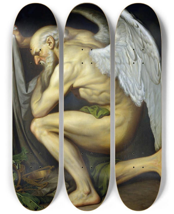 Triptych art skateboard deck of Pieter Christoffel Wonder Time by Pieter Christoffel Wonder (1780-1852)