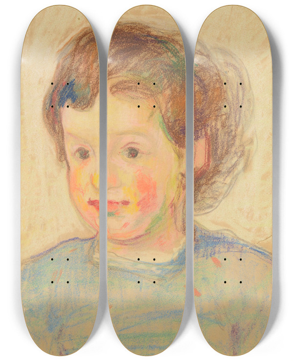 Triptych art skateboard deck of Nikolai Triik Lapse Pea by Nikolai Triik (1884-1940)