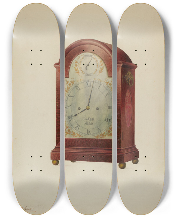 Triptych art skateboard deck of Frank Wenger Clock_2 by Frank Wenger (20-)