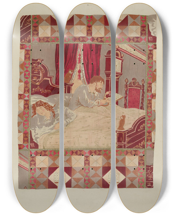 Triptych art skateboard deck of Henry Granet Printed Cotton by Henry Granet