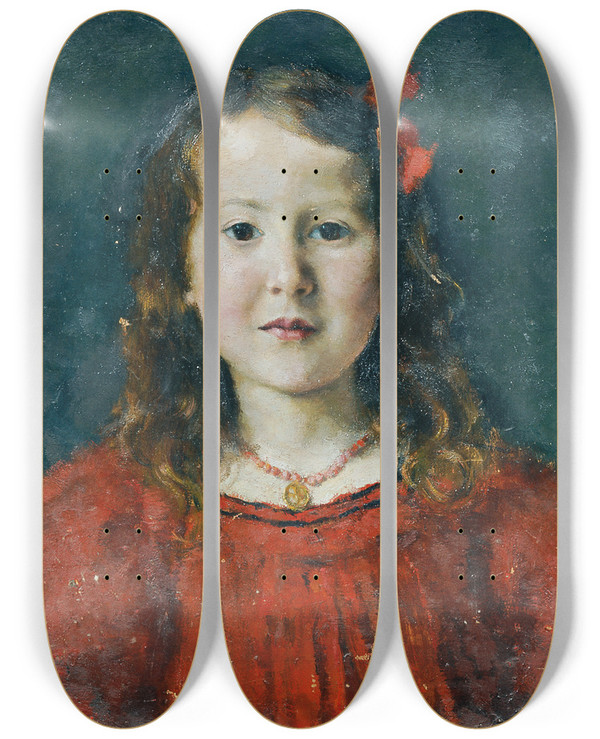Triptych art skateboard deck of Ferdinand Matthias Zerlacher Leni Kstenbaum by Ferdinand Matthias Zerlacher (1877-1923)