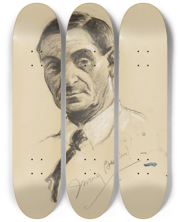 Triptych art skateboard deck of Samuel Johnson Woolf Irving Berlin by Samuel Johnson Woolf (1880-1948)