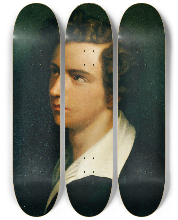 Triptych art skateboard deck of Carl Rahl Der Maler Joseph Hasslwander by Carl Rahl (1812-1865)