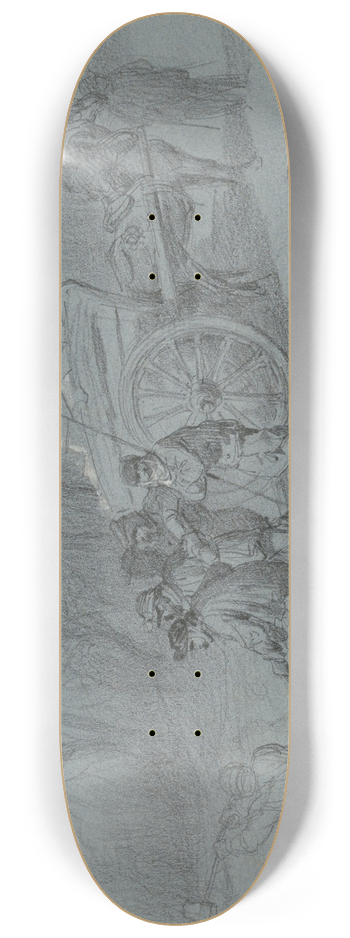 Hippolyte Lalaisse - Workmen Gathering Ice at the Waters Edge 8.25 inch art skate deck