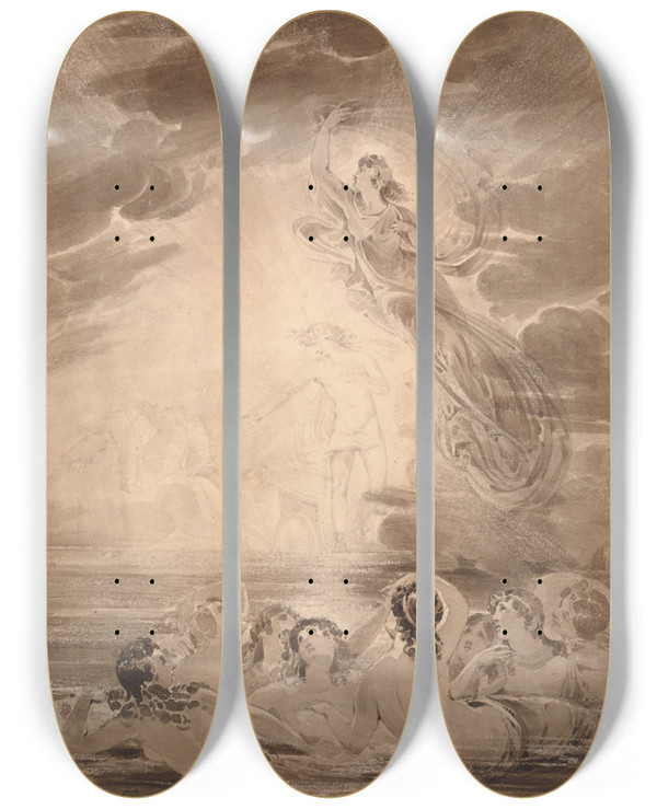 Triptych art skateboard deck of William Pitts Helios by William Pitts (1790-1840)
