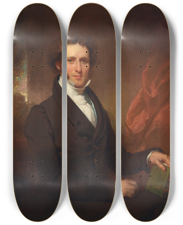 Triptych art skateboard deck of Henry Inman Eleazer Parmly by Henry Inman (1801-1846)