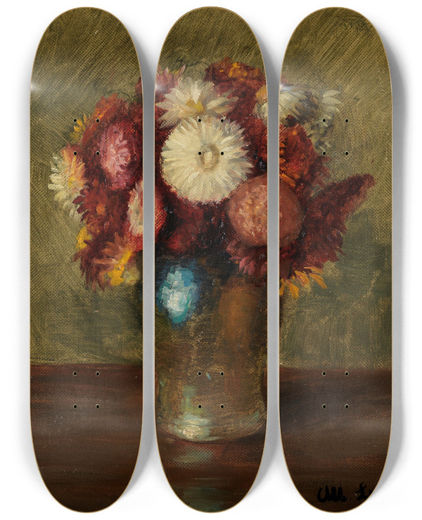 Triptych art skateboard deck of Albert Lang Astern by Albert Lang (1847-1933)