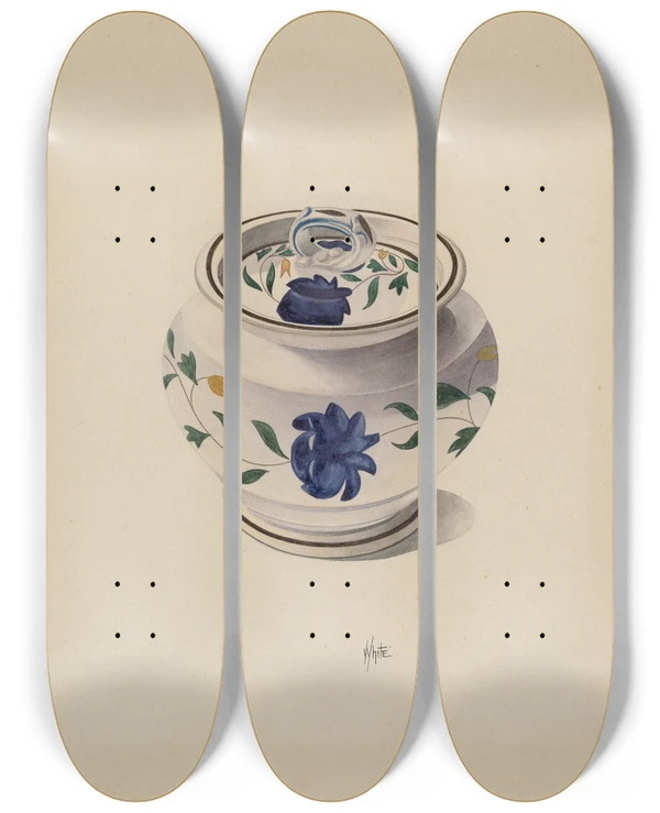 Triptych art skateboard deck of Edward White Sugar Bowl by Edward White (1864-1908)