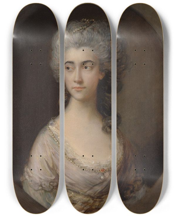 Triptych art skateboard deck of Thomas Gainsborough Mary Heberden by Thomas Gainsborough (1727-1788)