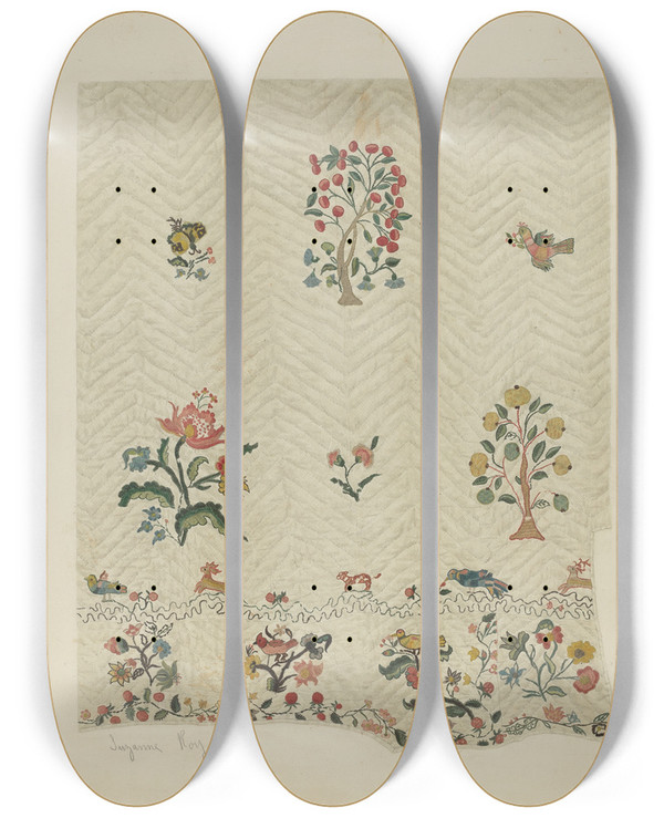 Triptych art skateboard deck of Suzanne Roy Bedspread by Suzanne Roy