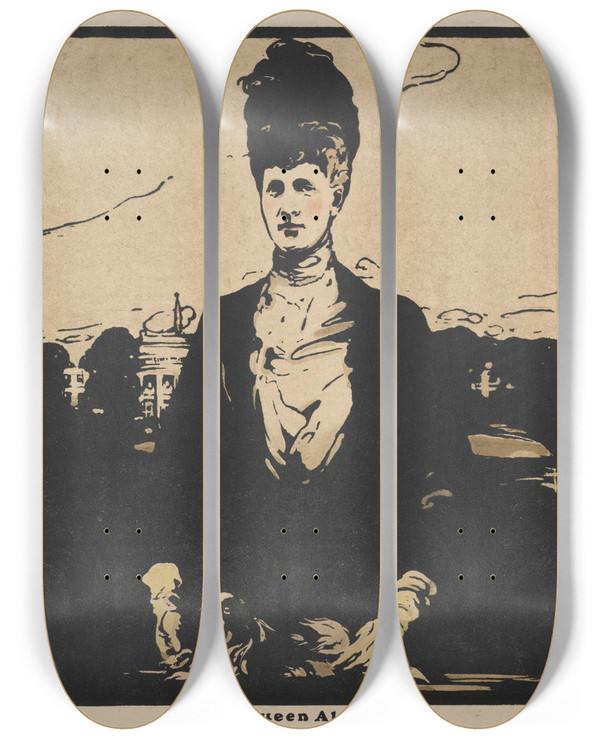 Triptych art skateboard deck of William Nicholson H M Queen Alexandra by William Nicholson (1872-1949)