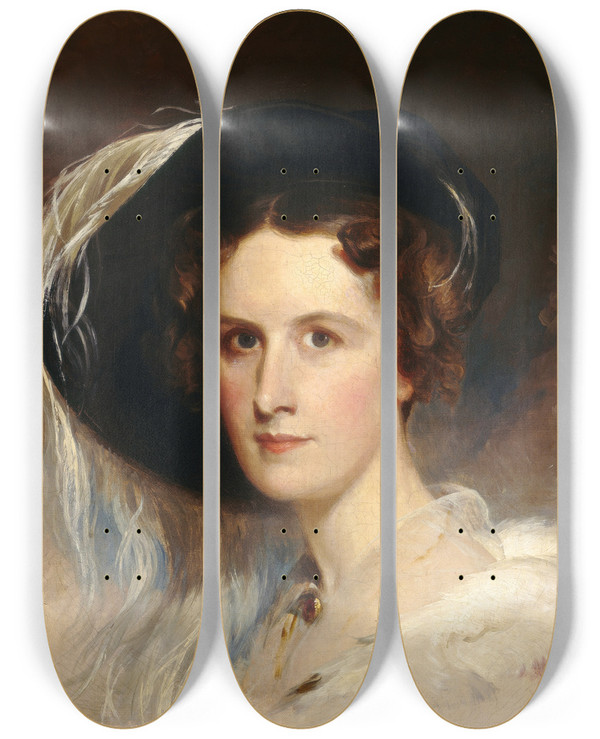 Triptych art skateboard deck of Thomas Sully Ann Biddle Hopkinson Mrs Francis Hopkinson by Thomas Sully (1783-1872)