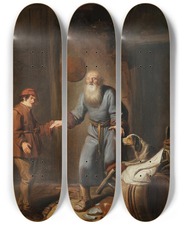 Triptych art skateboard deck of Benjamin Gerritsz Cuyp Tobit And His Son by Benjamin Gerritsz Cuyp (1612-1652)