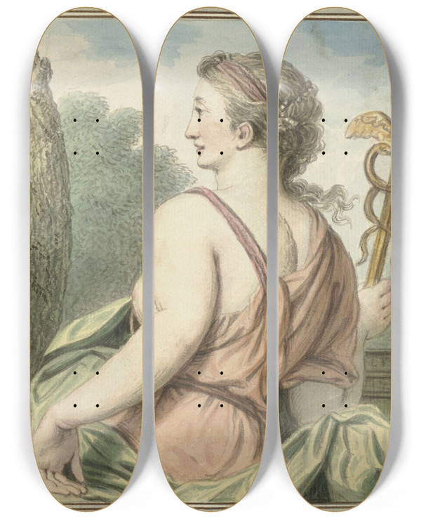 Triptych art skateboard deck of Louis Fabritius Dubourg De Welsprekendheid by Louis Fabritius Dubourg (1693-1775)