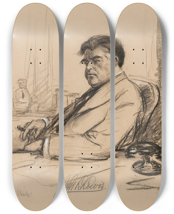 Triptych art skateboard deck of Samuel Johnson Woolf John Llewellyn Lewis_2 by Samuel Johnson Woolf (1880-1948)