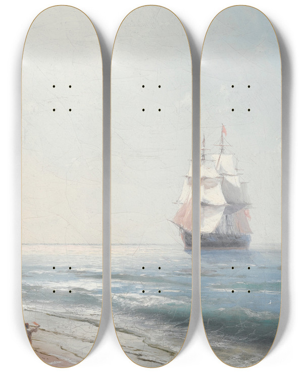 Triptych art skateboard deck of Ivan Konstantinovich Aivazovsky Crimea by Ivan Konstantinovich Aivazovsky (1817-1900)