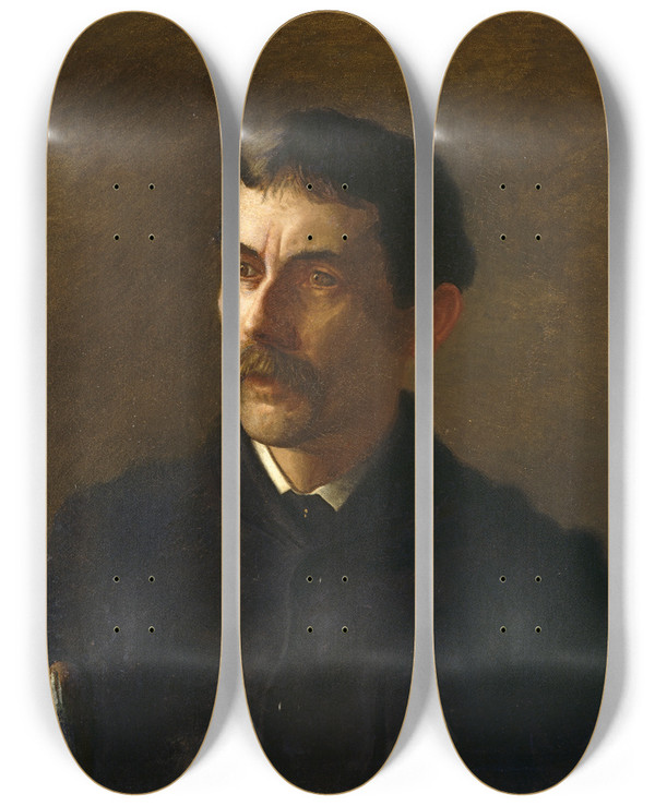 Triptych art skateboard deck of Thomas Eakins Talcott Williams by Thomas Eakins (1844-1916)