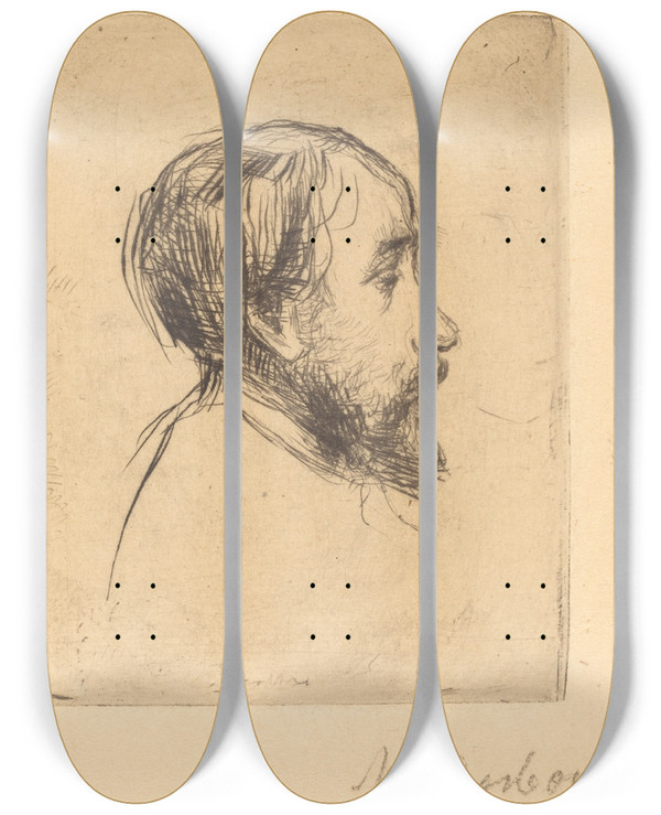 Triptych art skateboard deck of Marcellingilbert Desboutin Degas by Marcellin-Gilbert Desboutin (1823-1902)
