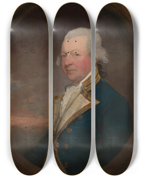 Triptych art skateboard deck of Gilbert Stuart Captain John Macbride by Gilbert Stuart (1755-1828)