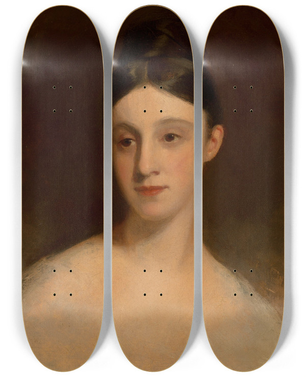 Triptych art skateboard deck of Thomas Sully Angelina Snider by Thomas Sully (1783-1872)