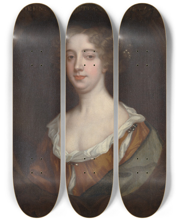 Triptych art skateboard deck of Sir Peter Lely Aphra Behn by Sir Peter Lely (1618-1680)