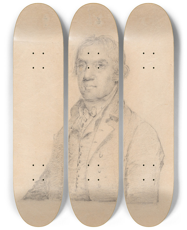 Triptych art skateboard deck of Robert Fulton Abraham Baldwin by Robert Fulton (1765-1815)